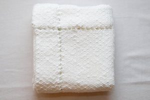 White Hemstitched Hand Woven Baby Blanket