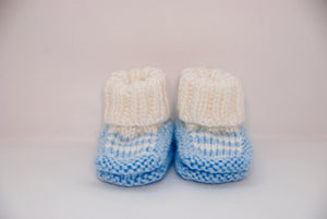 Blue Hand Knit Baby Booties