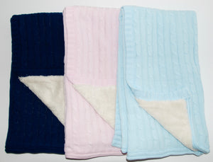 Pink Cable Knit Sherpa Blanket