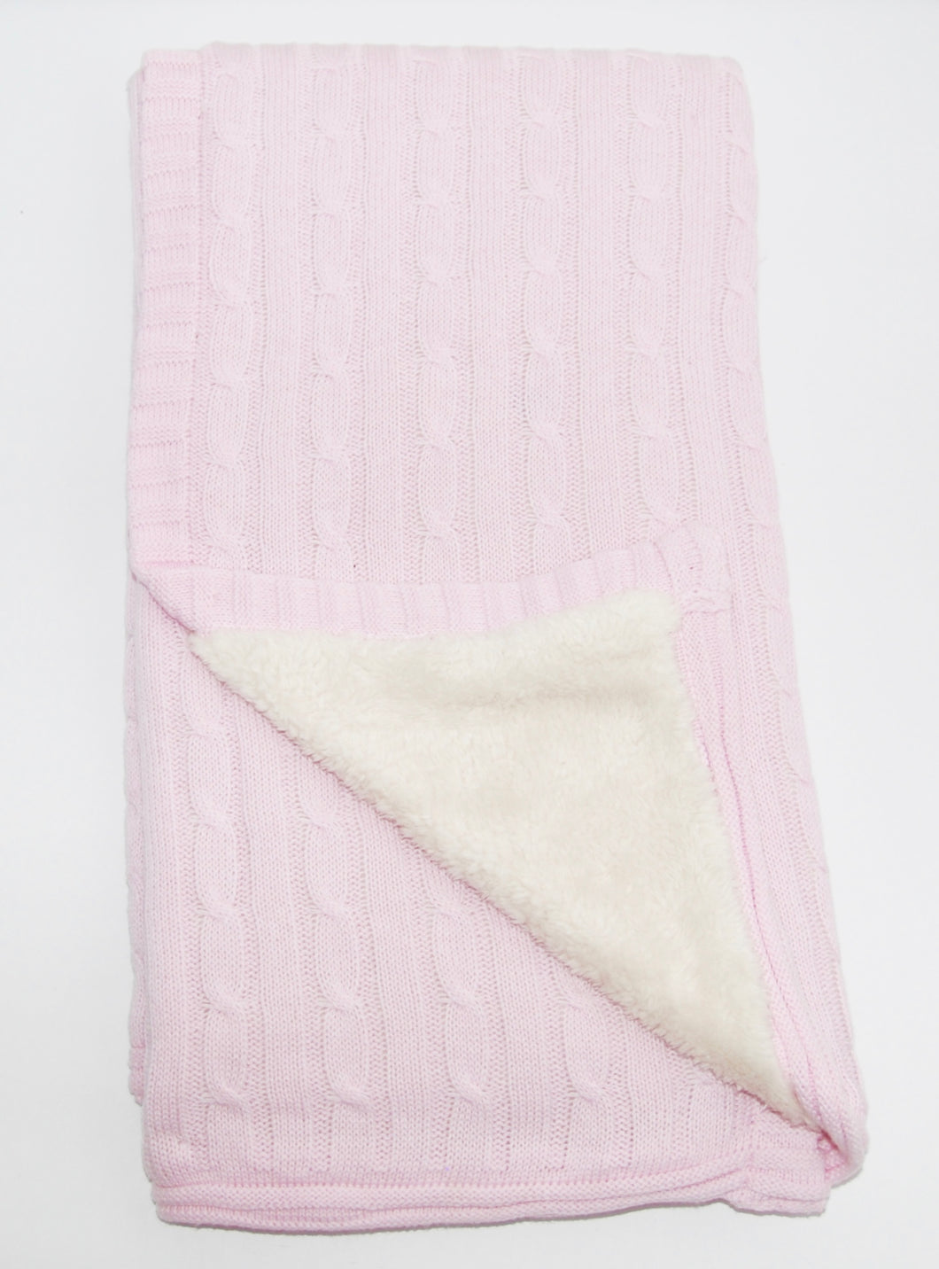 Pink Cable Knit Sherpa Blanket