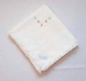 White Basket Weave Hand Woven Baby Blanket