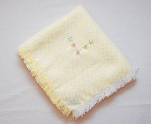 Yellow Basket Weave Hand Woven Baby Blanket