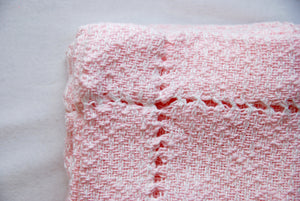 Pink Hemstitched Hand Woven Baby Blanket