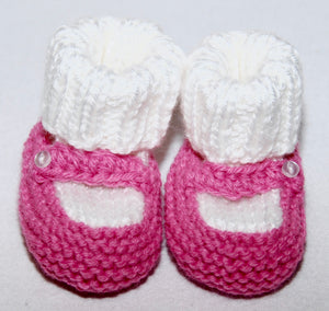 Bright Pink Hand Knit Baby Booties