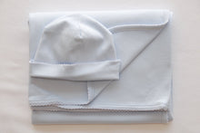 Solid Blue Hat & Receiving Blanket Set