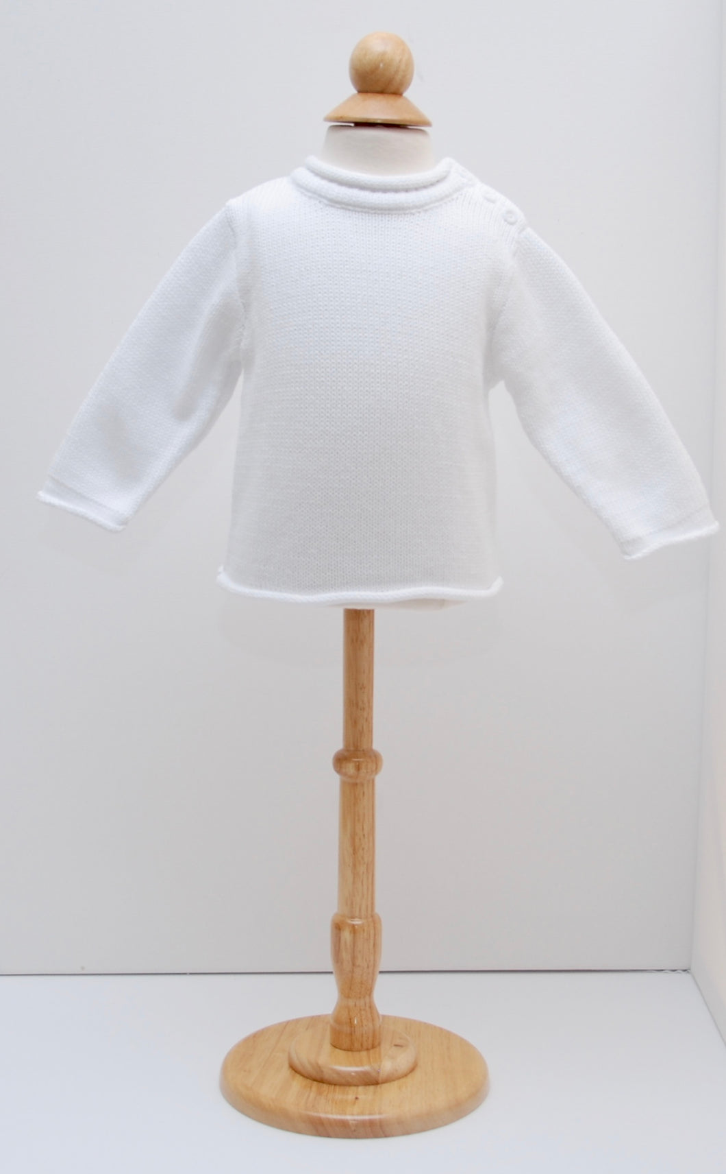 Baby White Roll Neck Sweater